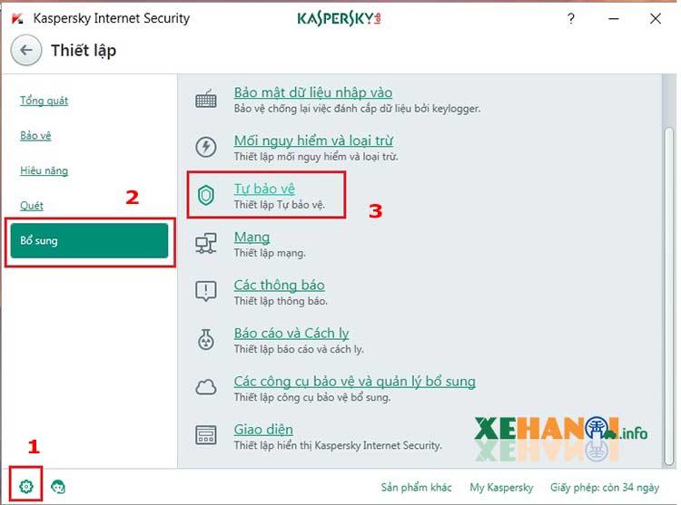 Các bước hướng dẫn để tắt chức năng tự bảo vệ của Kaspersky Internet Security