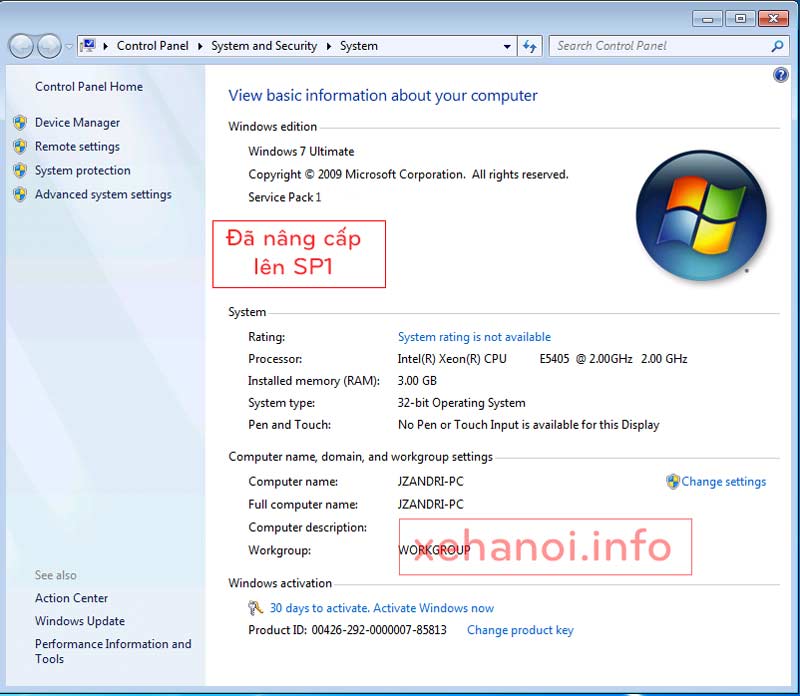 Phiên bản Windows 7 Service Pack 1 đã được nâng cấp