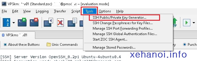 ZOC Terminal các bước tạo SSH Key